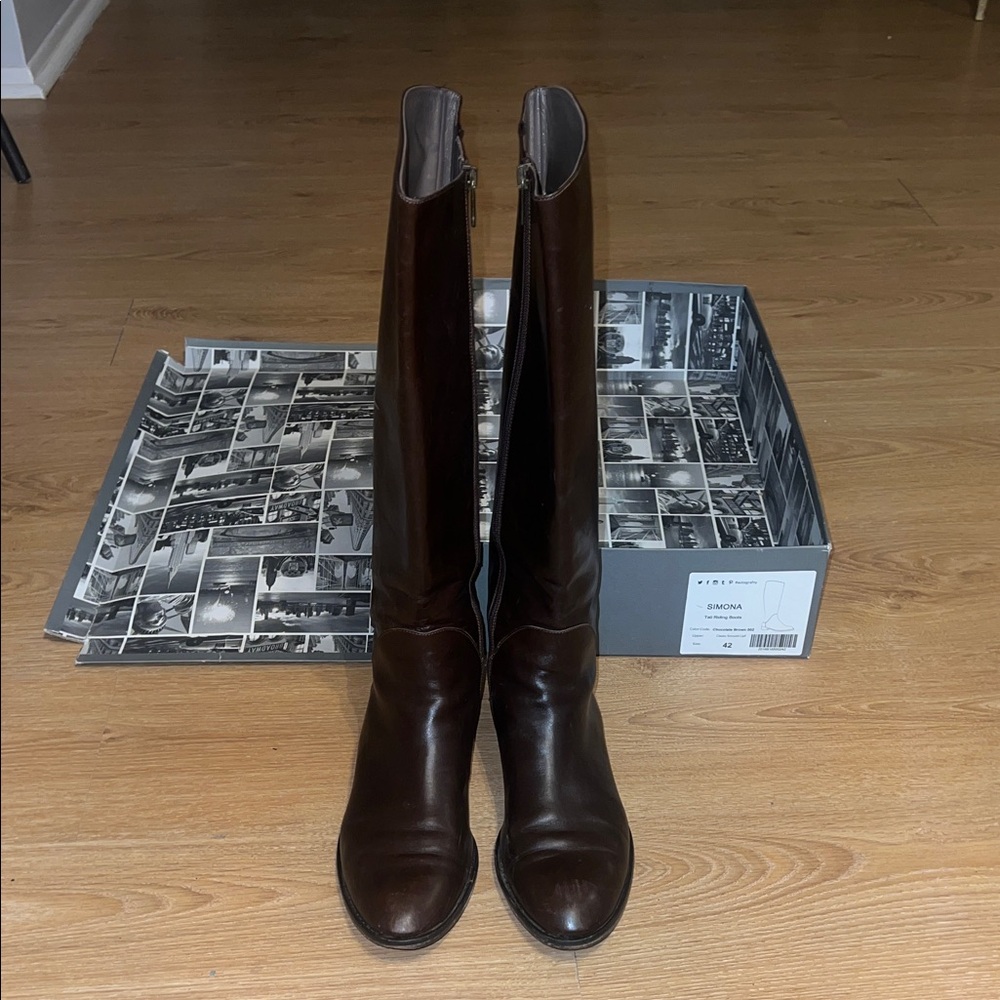 Autograf, Italian Women Brown Leather Riding Boots
